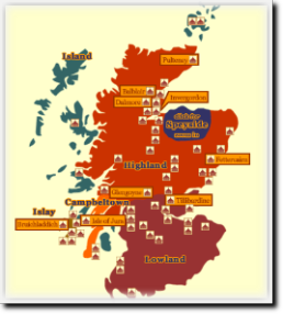 Mappa delle distillerie scozzesi